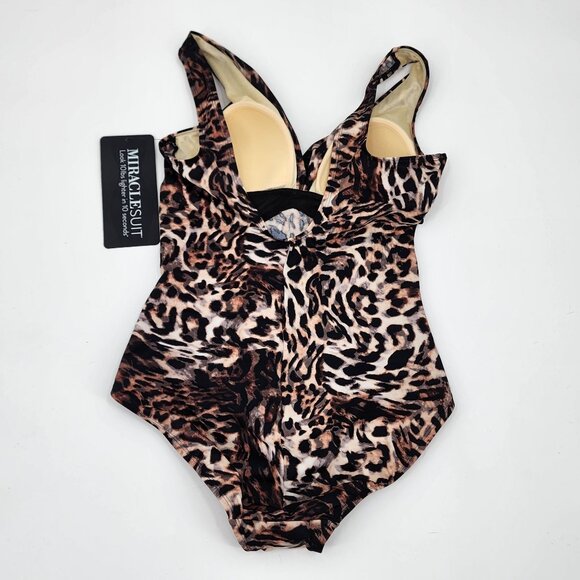 Miraclesuit Womens 10 Leopard Print Twist Of Fate One-Piece Swimsuit New - Picture 6 of 9